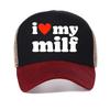 Мужская бейсболка I Love My Milf Черная с принтом I MILFS Текст Повседневная Ежедневная носка Уличный стиль Модные кепки Сетчатые Snapback кепки