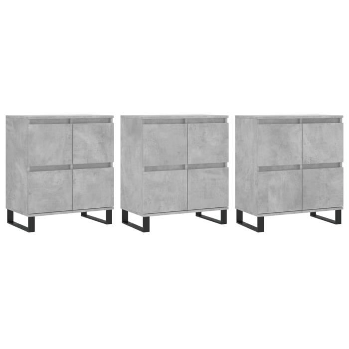 VidaXL Buffets 3 pcs gris béton bois d'ingénierie 3190209