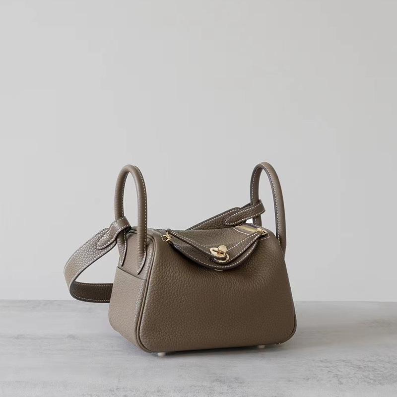 Half Wax Thread Lindi Bag Mini Top Layer Togo Cowhide Leather Single Shoulder Handbag Crossbody Women's Bag Doctor Bag Crossbody Bag