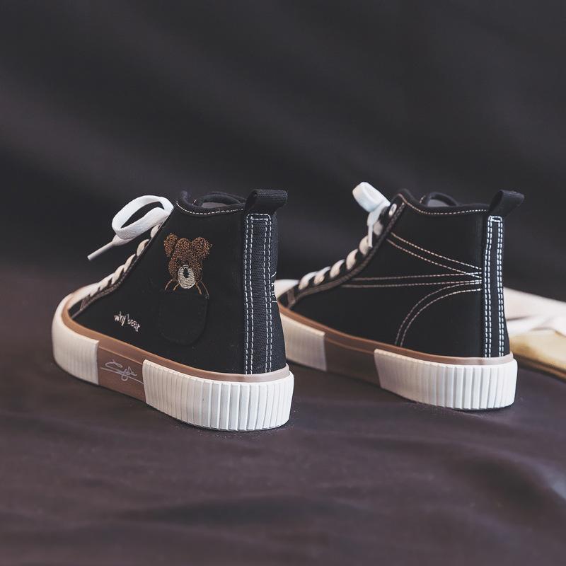 2024 высокие парусиновые туфли для женщин, осенние вулканизированные универсальные кроссовки, студенческая обувь 35-40