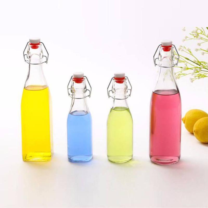 Flip Top Cooking Oil Round Glass Bottle 60ml 100ml 250ml 500ml 750ml 1000ml Swing Top Bottles MOQ2000 Cheap Custom Print Logo