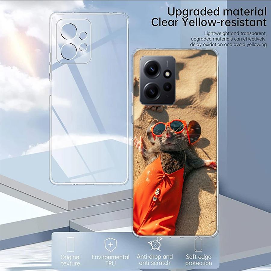 Cute Hamster Phone Case For Redmi Note 14 15 Pro 5G 13 12 Pro Plus 11 11T 11E 11S 10 Pro 10S 9 9S Cover Cell Clear TPU Capa Comp