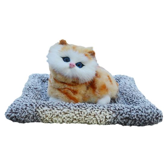 Имитация игрушки для кошек с бамбуковым угольным ковриком, удаление запаха, мяукающий плюшевый котенок, кукла-животное, украшение для домашнего офиса, рабочего стола, орнамент