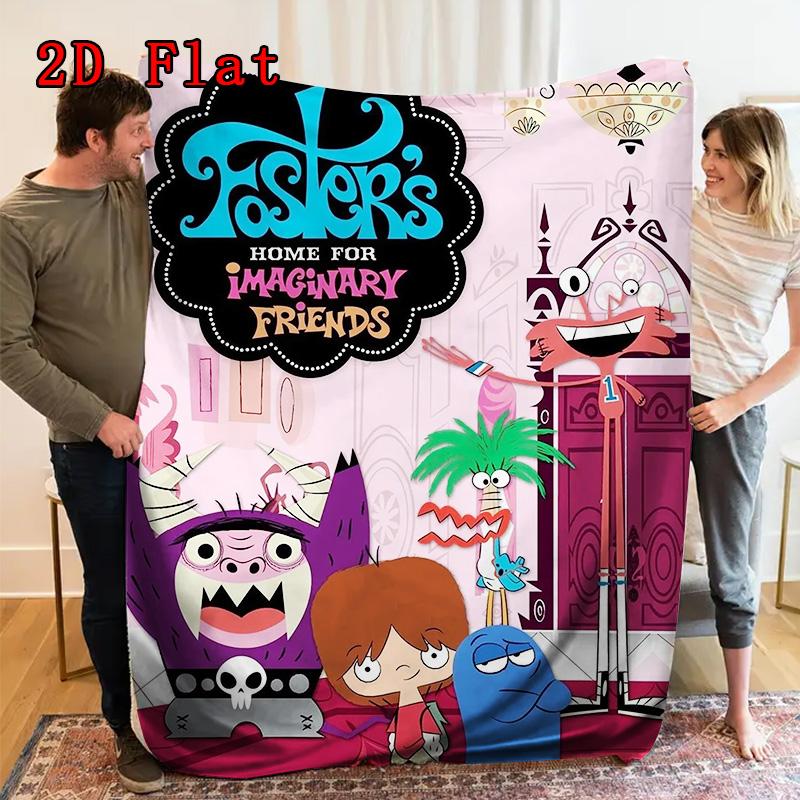 Foster's Home for Imaginary Friends 2D Flat Pattern Flannel Blanket High quality All Seasons Warmth and Comfort Perfect for Christmas Gifts.NMT0928569