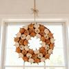 Fabric Pumpkin Wreath Fall Thanksgiving Home Decor with Colorful Mini Gourds Seasonal Front Door Hanging Wreath for Autumn Harvest Festival