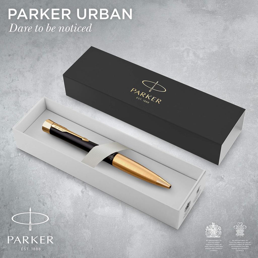 PARKER Urban Matte Black GT Ballpoint Pen, Medium Nib, Oil-Based, Gift Boxed, Officially Imported, S0735820