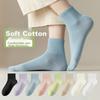 SNOWFLYING Women's Socks, Spring And Summer Thin Short Socks, Cotton Socks, Mid-Calf Sports Breathable Sweat-Absorbing Versatile Casual Socks, 5 Pairs