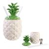 [Q7743] - 'Pineapple' Mason Jar Cocktail Set (4 Straws) - 27x11 Cm (1.3 L)