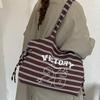 Large Capacity Casual Shoulder Bag Women Lightweight Canvas Tote Urban Minimalist Style Daily Use