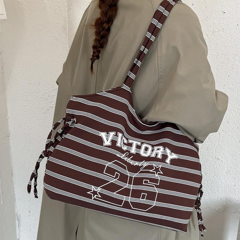 Large Capacity Casual Shoulder Bag Women Lightweight Canvas Tote Urban Minimalist Style Daily Use