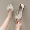 Bow Women Shallow Shoes Bead Pointed Toe Elegant Soft Flats Designer Shoes  Trend Winter Fad Dress Party Chaussures Ladies