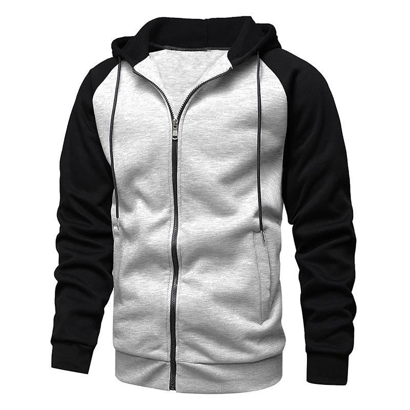 Men's Raglan Sleeve Zipper Hoodies Loose Sportwear Sweatshirts Hoodies Men's Jackets