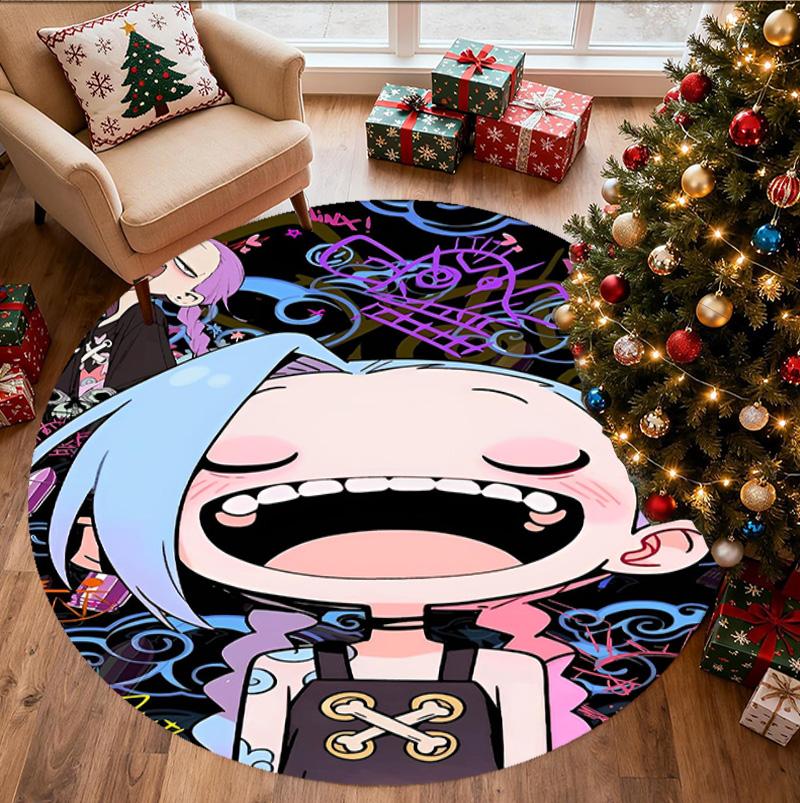 Jinx Pattern Round Rug, Indoor/Outdoor Mat, for Picnic, Gameroom, Bedroom, Office, Living Room, Home Decor Carpet, Birthday Gift