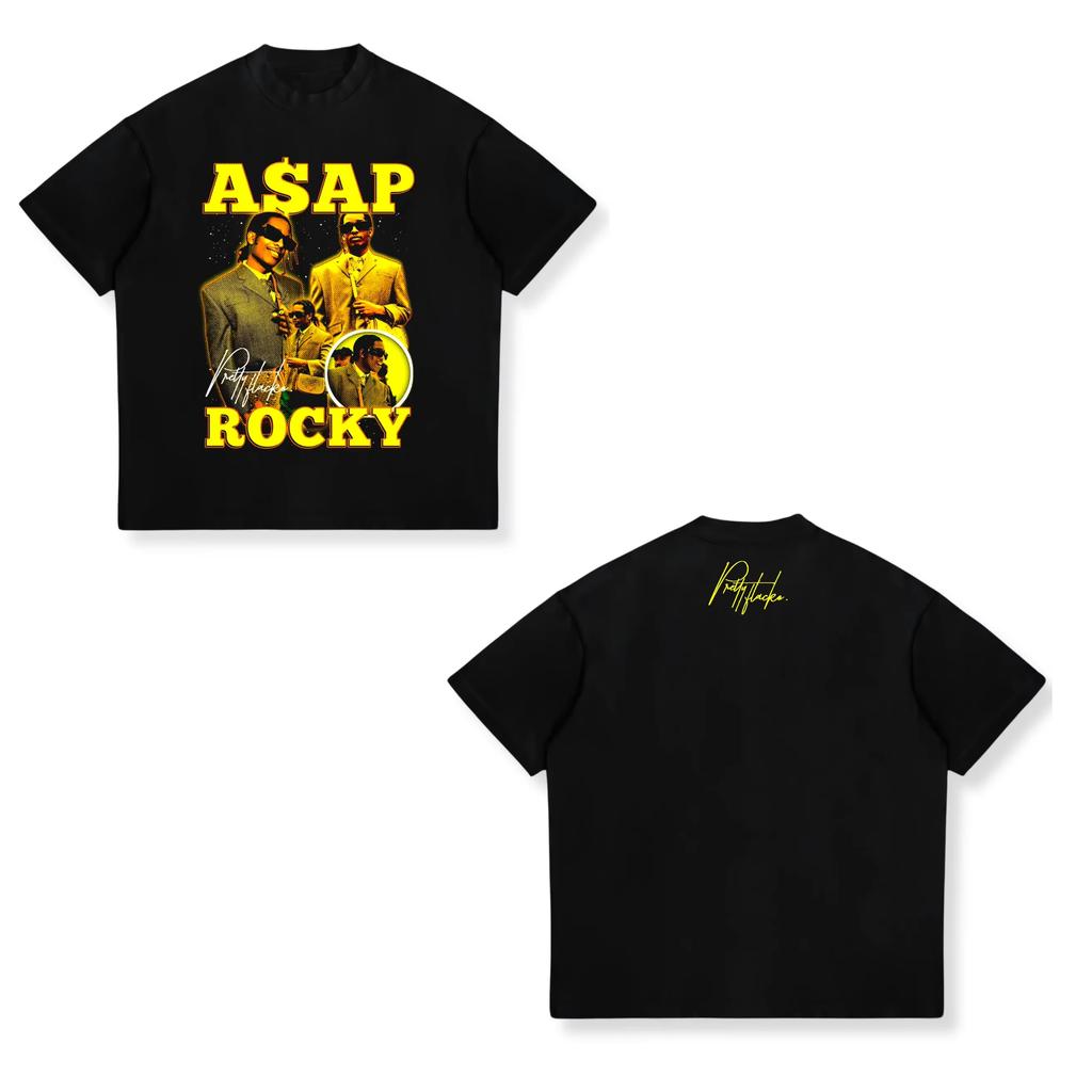 2026 New ASAP ROCKY Short-sleeved T-shirt HIP HOP High Street Men Women Gothic Tees A$AP Portrait T-shirt Hip Hop Streetwear Oversized Tshirt