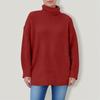 Women's Solid Color High Neck Long Sleeved Knitted Sweater Top Loose Sweater