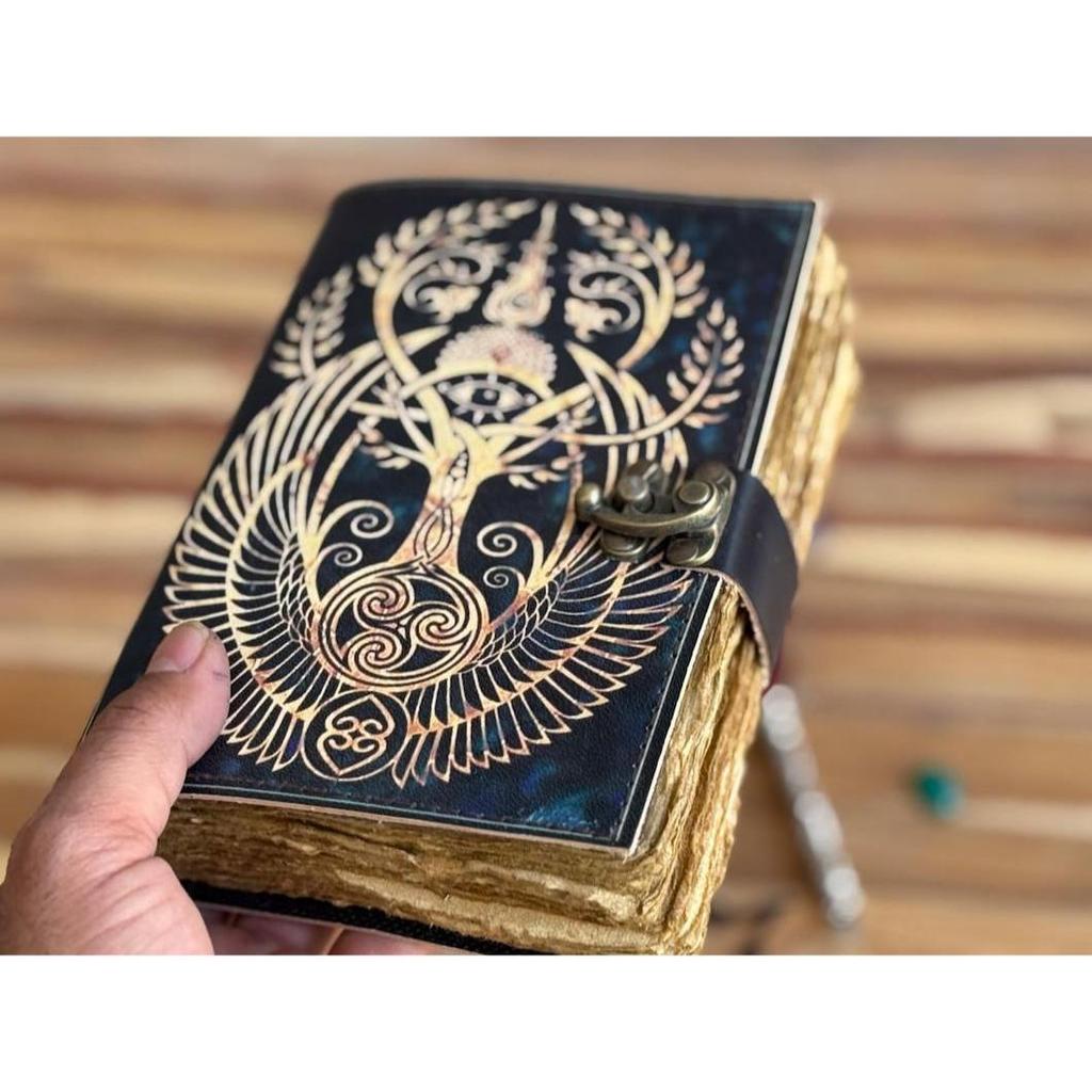Handmade Leather Journal with Deckle Edge Paper Third Eye Journal Antique Blank Spell Wiccan Notebook Horror Special Book