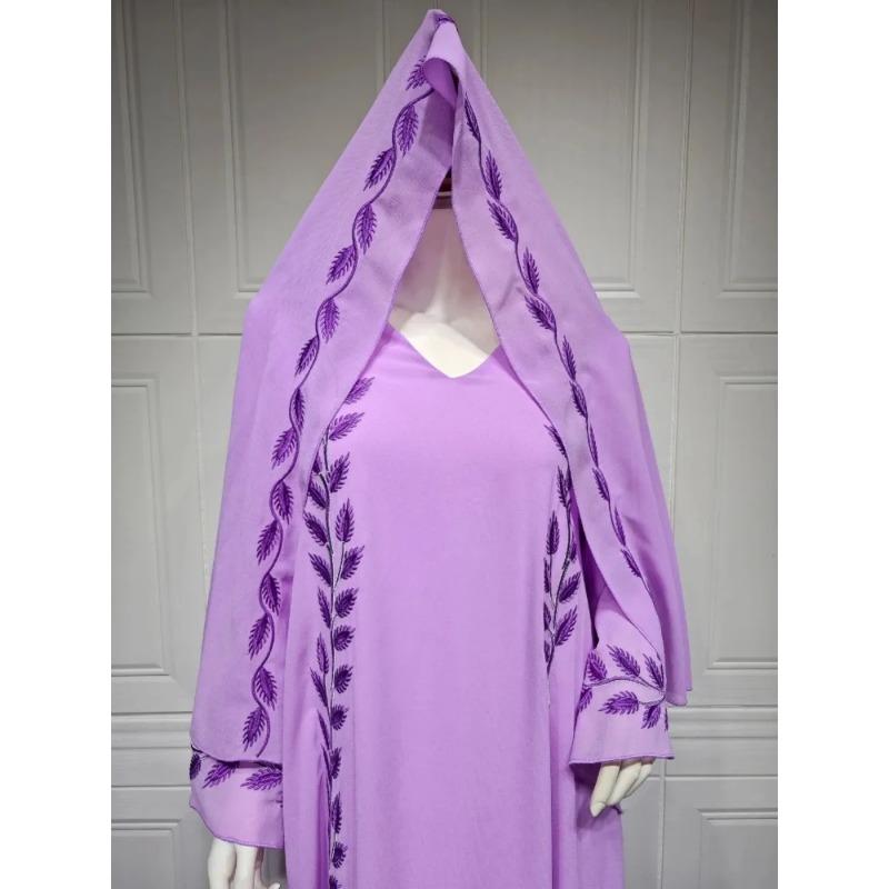 Ид мусульманское Абая для женщин платье с вышивкой и шарфом платье Дубай арабский длинный халат Марокко Абая кафтан головной платок великолепный