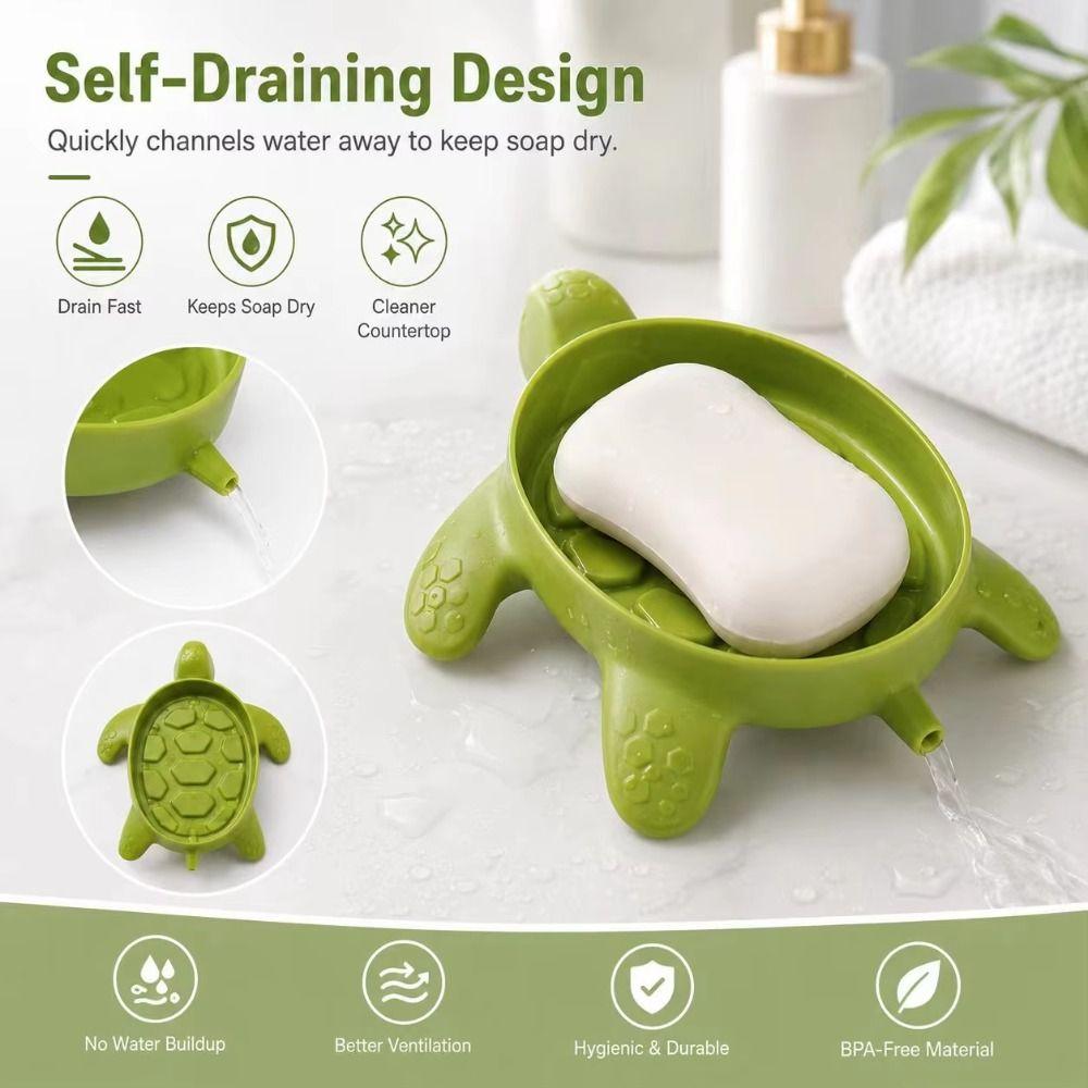 Cute Drain Soap Holder Box Plastic Soap Holder Creative Turtles Shape Soap Box Bathroom Shower
