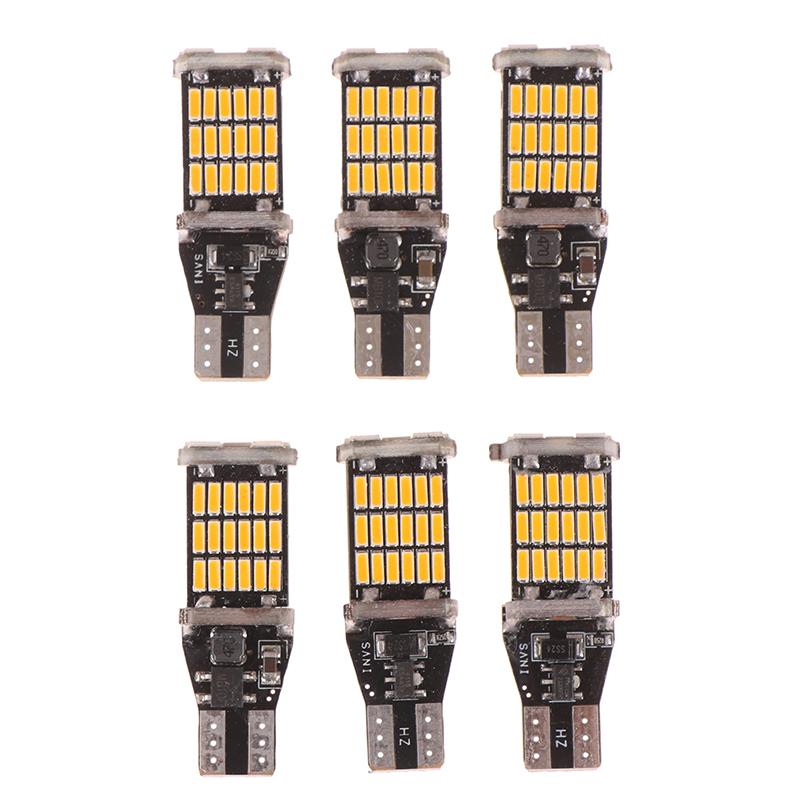 6 шт. Светодиодные лампы T15 W16W 921 912 T16 T10 902 45SMD 4014 Светодиодный свет Супер яркий 1200 лм Замена для фонаря заднего хода автомобиля Белый