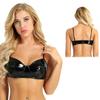 Women's Sexy Wetlook Bra Top No Padded Wireless Bustier Corset Clubwear