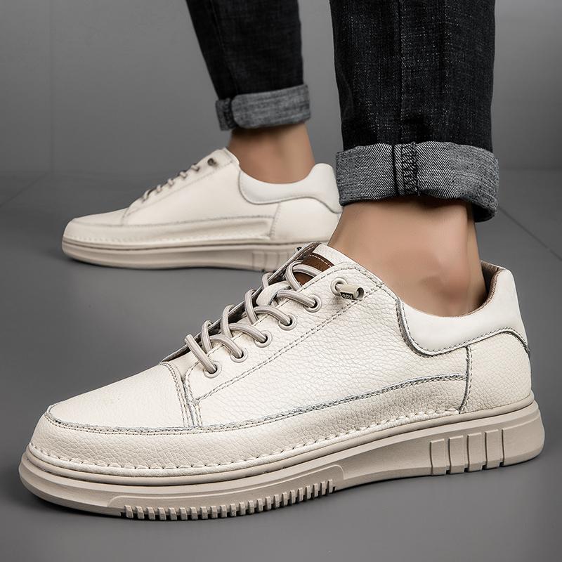 Модные кожаные мужские кроссовки для скейтбординга, повседневная обувь для мужчин, удобные туфли на плоской подошве, белые туфли для мужчин, кроссовки большого размера 48 49