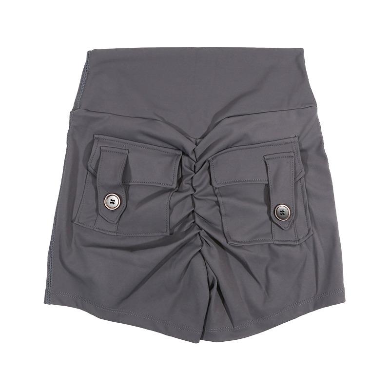 Шорты Женские Спортивные С Карманом Ягодицы Фитнес Тренировка Высокая Талия Леггинсы Лосины Push Up Велосипедные Шорты Сборка Одежда Для Зала