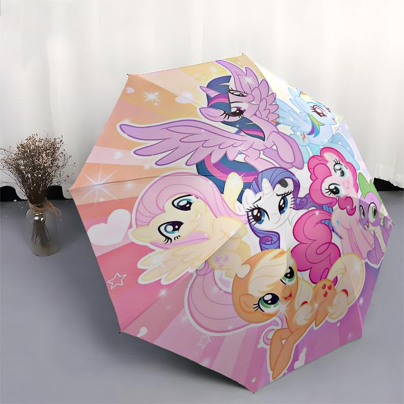 1pc My Little Pony Automatic Folding Umbrella Portable 3-Fold Design with 8-Bone Iron Frame, Outdoor for Fans, Travelers, Daily Use, Gift for Enthusia