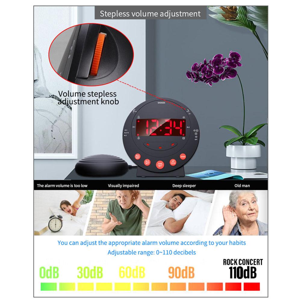 Loud Alarm Clock with Bed Shaker Vibrating Alarm Clock with Flash Light Brightness Adjustable