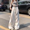 Women's 2025 Summer High-Waisted Wide-Leg White Jeans: Slimming, Loose, Pleated Drape Pants