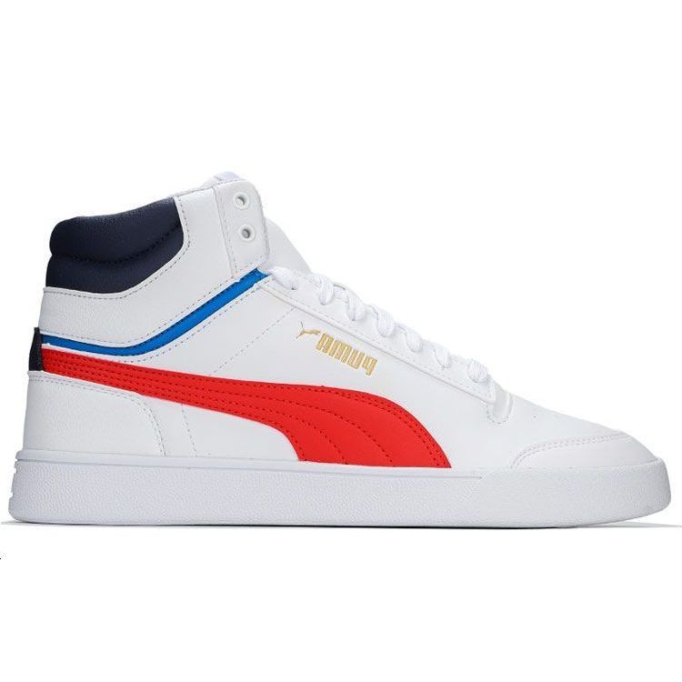 Puma Shuffle Mid White High Risk Red Unisex Sneakers Peacoat Team-Gold 380748-03