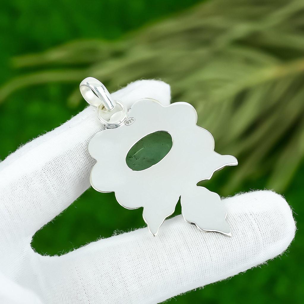 Friendship Day Deal 925 Silver Green Aventurine Gemstone Bezel Pendant Jewelry