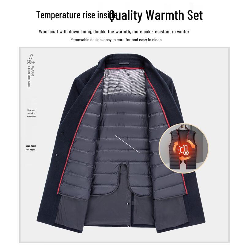 ROMON Мужское полупальто средней длины из смесовой шерсти с подкладкой из пуха