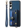 For Samsung Galaxy S25 Edge Retro PU Leather Back Cover with Card Holder and Wristband Kickstand