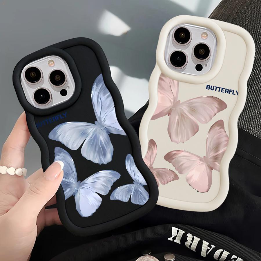 Printed Butterfly Case for iPhone 15 Plus XR 13 8 17 Air 12 16 Pro Max 14 11 Soft Phone Cover
