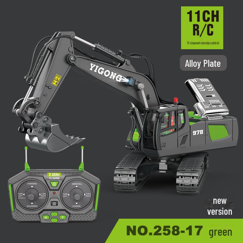 2.4G Remote Control Alloy Construction Toy Set: Excavator, Bulldozer, and Dump Truck for Kids.