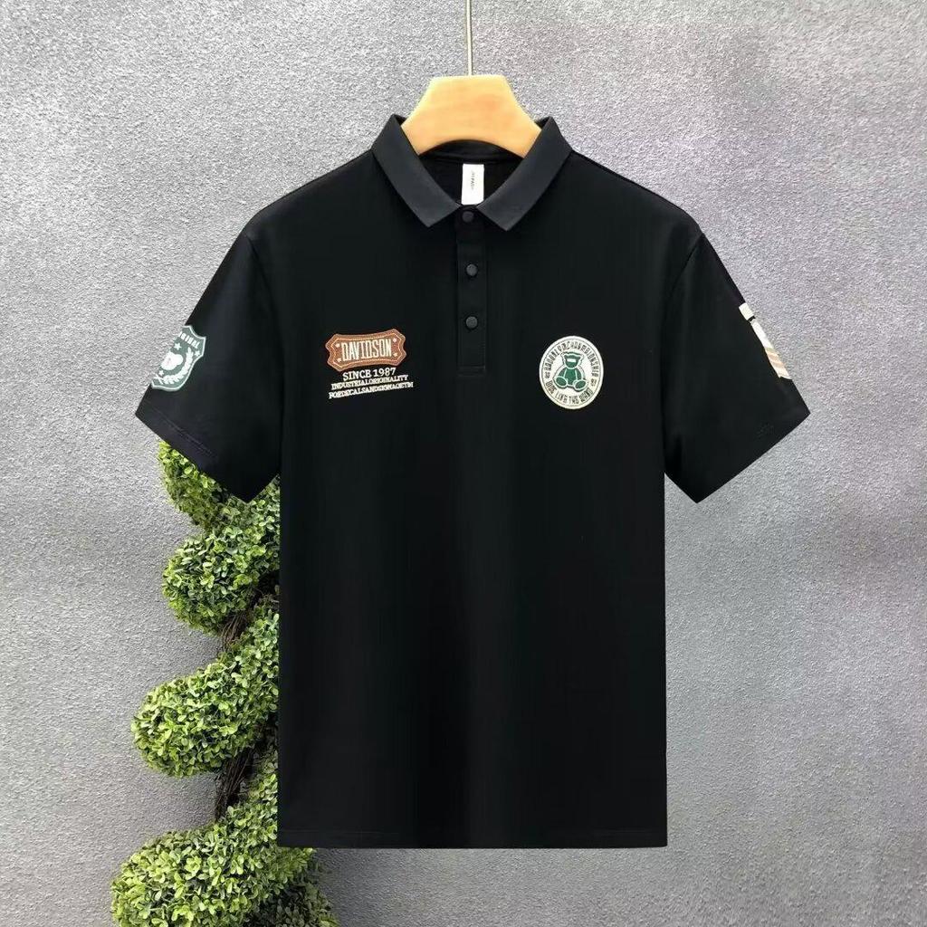 2024 Тонкий тренд Мужская футболка поло в корейском стиле - Лацкан, Короткий рукав, Универсальный летний модный топ