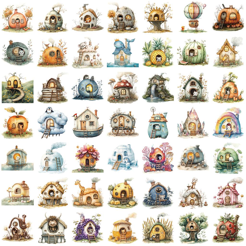 50PCS Cartoon Colorful House Graffiti Stickers - Waterproof DIY Decor for Guitar, Notebook & Luggage RecordingYourLife Store