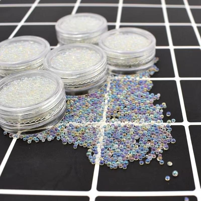 3 шт. икорные цветные стеклянные бусины для дизайна ногтей с бриллиантами, прозрачные белые украшения, аксессуары для ногтей