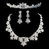 Элегантный свадебный комплект ювелирных изделий со стразами для женщин, серьги, ожерелье, цепочка на голову, тиара