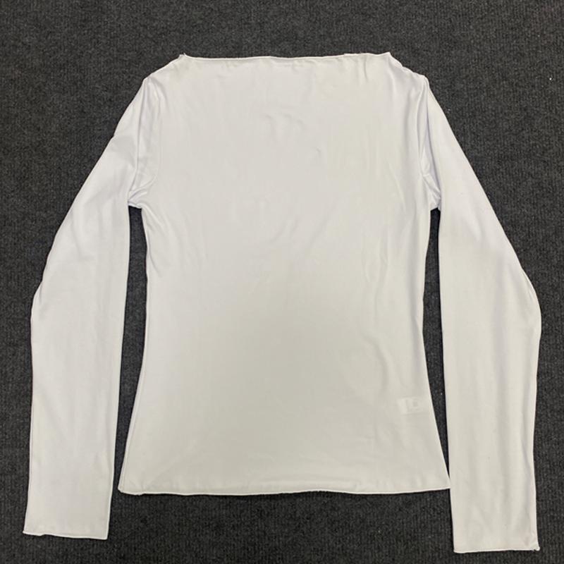 Европейская и американская весенне-осенняя мода, сексуальный базовый топ однотонной расцветки