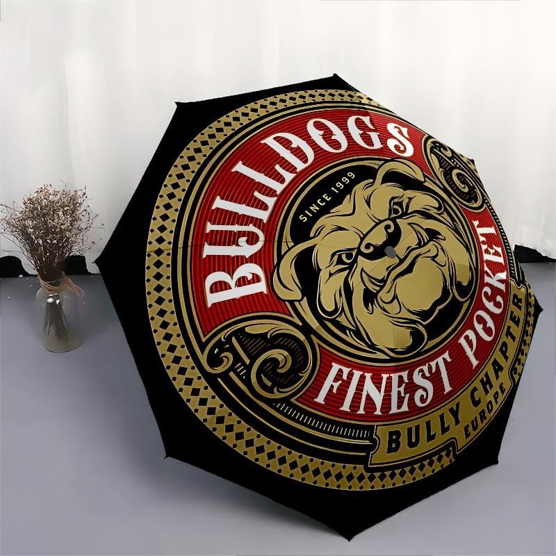 BULLDOGS, Pocket Automatic Folding Umbrella 8 Ribs, Durable Iron Frame, Bright Color Pattern Compact Travel Umbrella, Suitable for Outdoor,