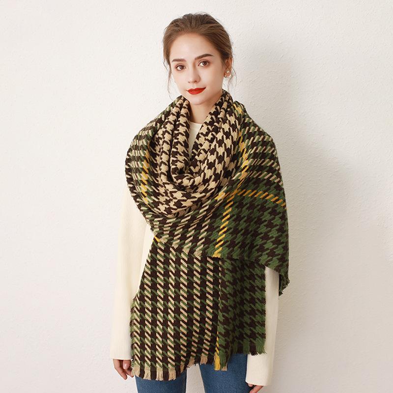 Autumn and Winter Versatile Retro Asymmetrical Color Matching Soft Comfortable Warm Scarf