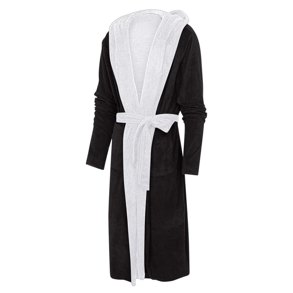 Мужская зимняя плюшевая удлиненная шаль, халат, домашняя одежда, халат с длинными рукавами, пальто