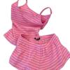 New Summer Women's Summer Outfit Dopamine Pink Striped Camisole Pajamas Sweet Shorts Homewear Set Comfortable