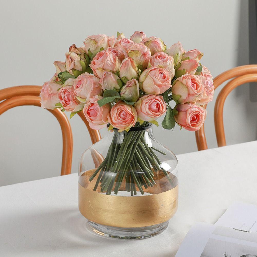Elegant Silk Rose Flowers Real Touch Fake Plants Artificial Roses Bouquet  Outdoor Garden Decor
