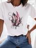 (Asian Size) Print Women Tee Top T Shirt Woman Fashion Female Feather Trend Cute 90s Short Sleeve Clothing Graphic T-shirts