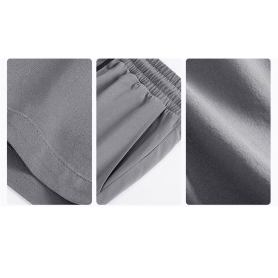 Men Shorts Adjustable Drawstring Waist Casual Trousers with Reinforced Pockets Solid Color Wide Leg Summer Sport Shorts