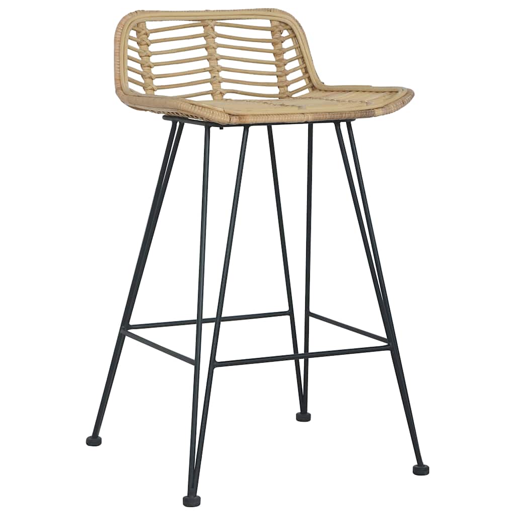 Bar Stool Set 2 pcs Natural Rattan