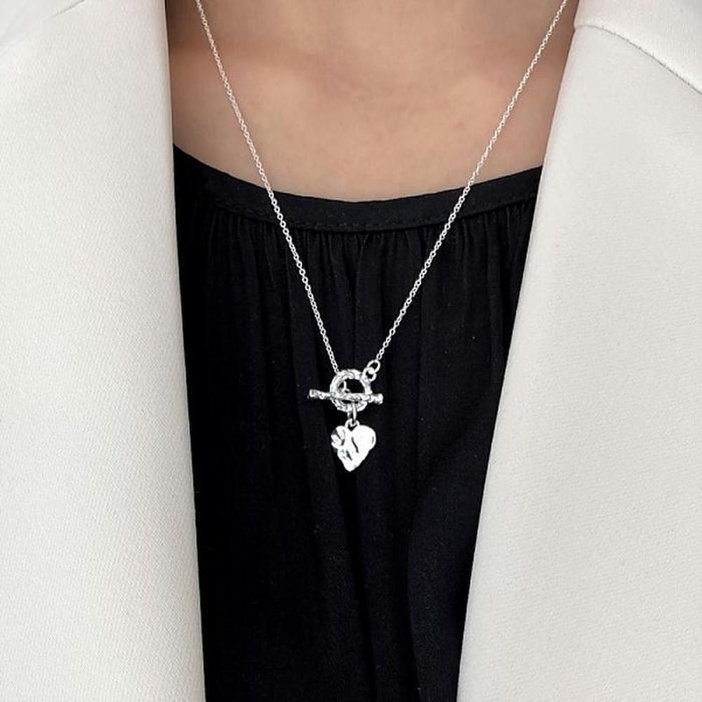 [Silver925] Uneven Heart Necklace (6996088)