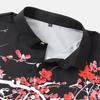 Fashion Men Plum Blossom Print Lapel Shirts Casual Summer Short Sleeve Tee Tops